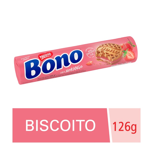 Biscoito Bono Recheado Morango 126g