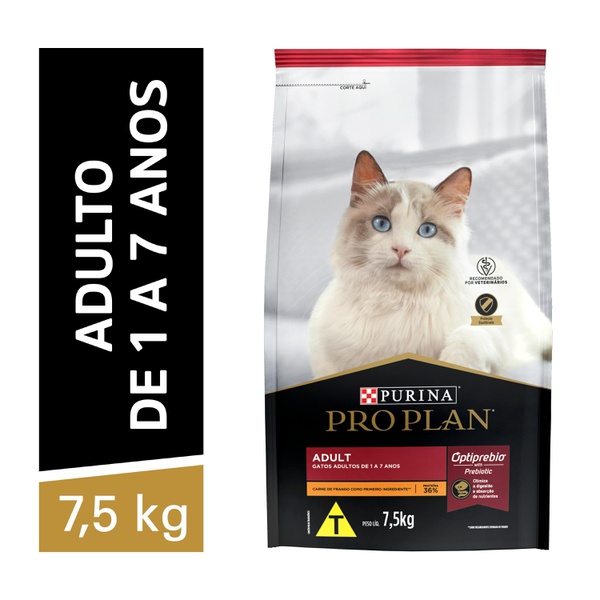 Pro Plan Ração Seca Para Gatos Adultos Sabor Frango e Arroz 7,5kg