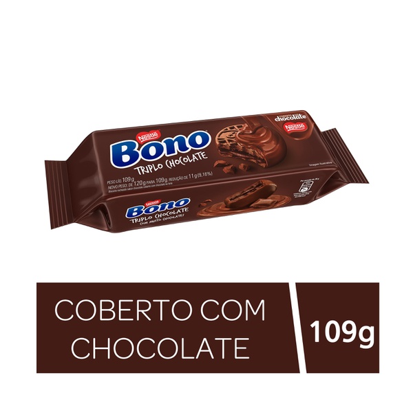 Biscoito Bono Recheado Coberto Chocolate 109g