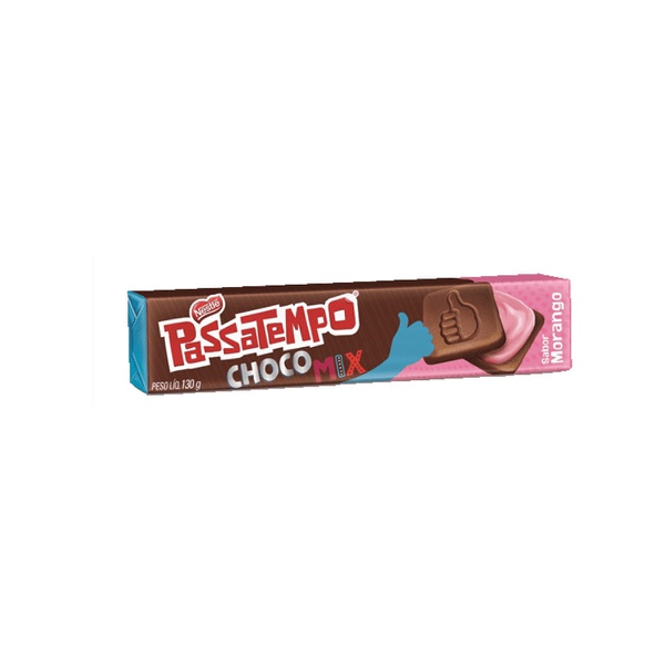 Passa Tempo Biscoito Recheado Chocolate Morango 130g