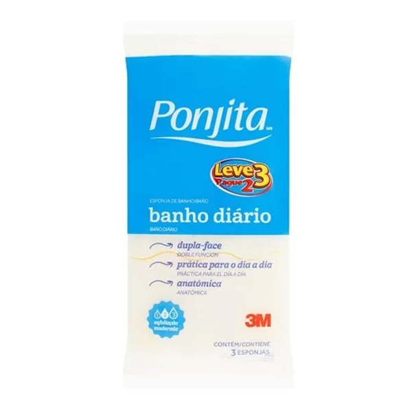 Esponja Banho Ponjita Leve 3 Pague 2 Pct C/10