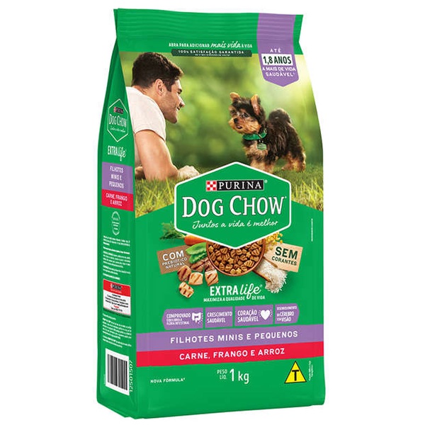 Dog Chow Xlife Filhotes Mini Pequeno Carne Frango Arroz 1kg