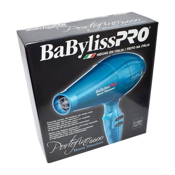 Secador Babyliss Pro Nano Titanium Portofino 6600 Ion Azul 2000 Watts |  Shop da Beleza