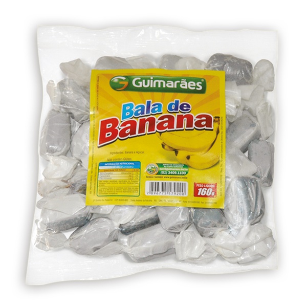Bala de Banana Embrulhada Pacote 160g