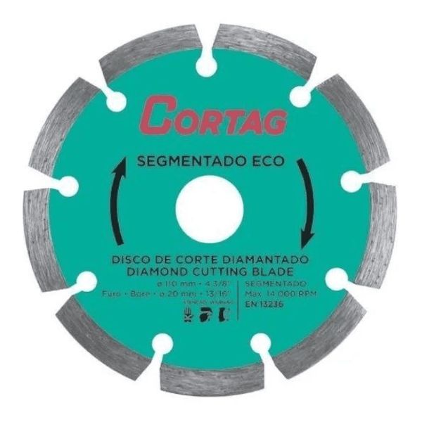 Disco Diamantado Porcelanato Cortag Segmentado 110mm F.20mm Eco 61699
