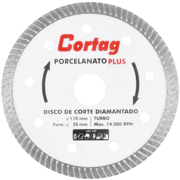 Disco de Corte Diamantado Turbo Porcelanato Plus 110mm CORTAG 61314