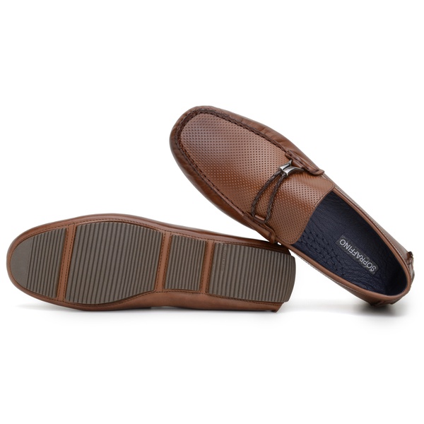 Mocassim Masculino Drive Fivela Couro Whisky | SOPRAFFINO