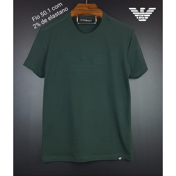 Camiseta Armani Coton Peruano Verde Bordada Simbolo