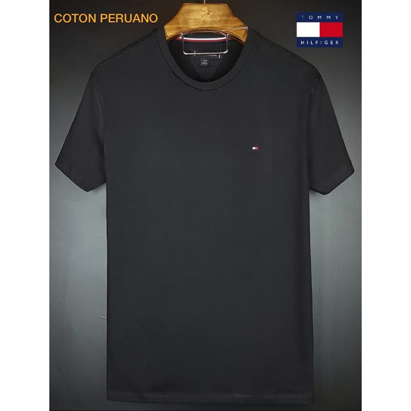 Camiseta Tommy Coton Peruana Basica Preta