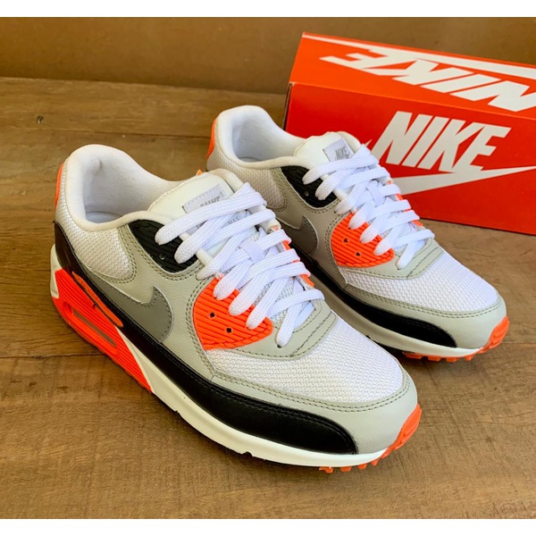 air max 90 laranja e cinza