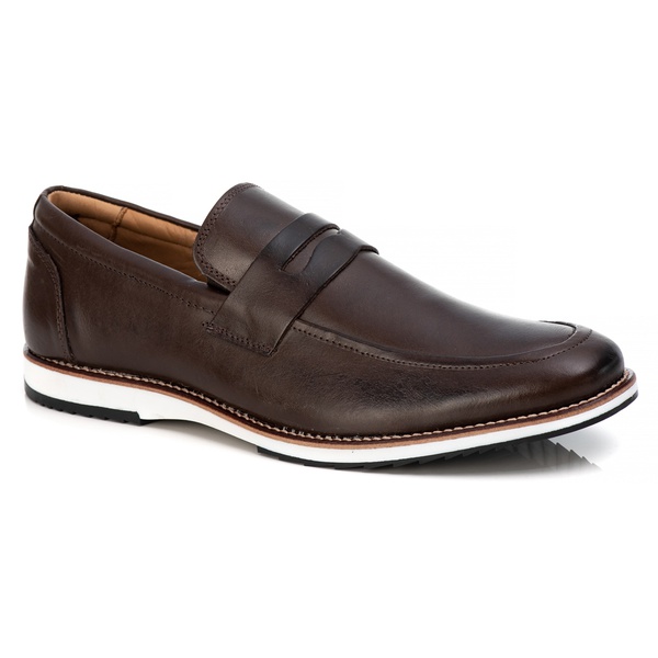 Sapato Loafer Premium em Couro Confort Tchwm Shoes Marrom