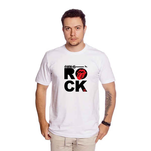abdomen innovación Edad adulta Camiseta Masculina Estampa Rock Branca | Tech Malhas