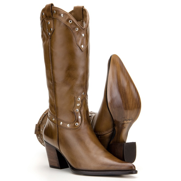 bota de couro feminina bico fino