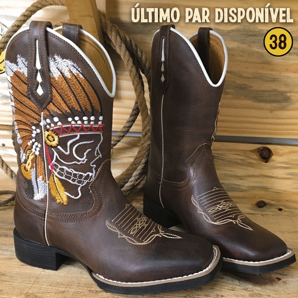 bota texana de couro