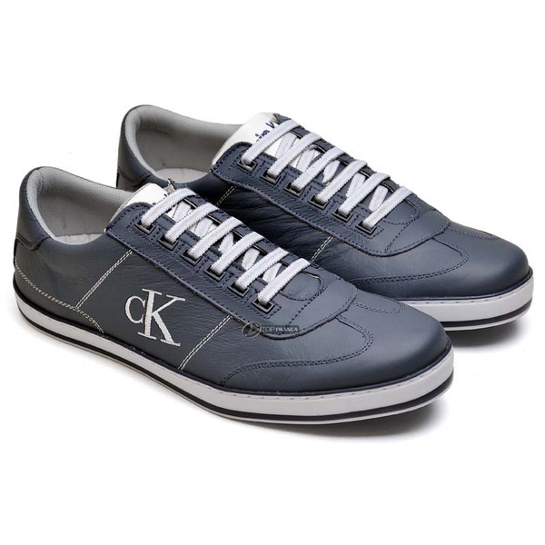 sapatênis couro calvin klein logo branco