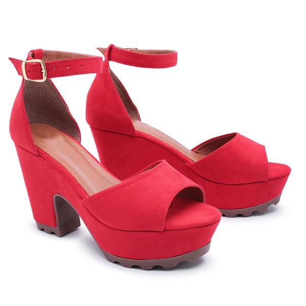 salto alto grosso vermelho