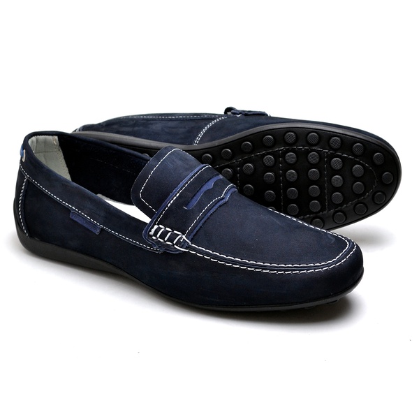 Mocassim Masculino em Couro Azul Marinho | Top Franca Shoes | Calçados  confortáveis em Couro