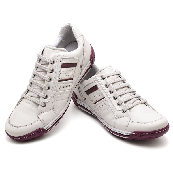 Sapatênis Casual Masculino Gelo e bordô | Top Franca Shoes | Calçados  confortáveis em Couro