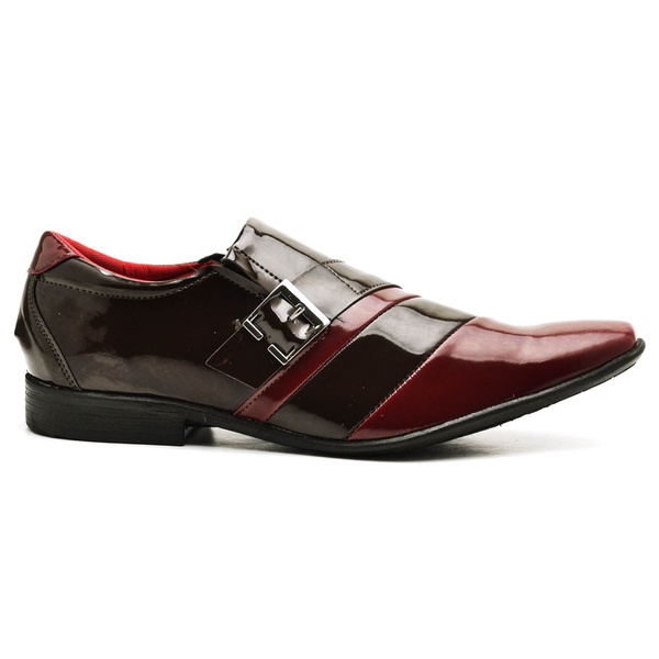 Sapato Social Masculino Verniz Bicolor Café e Vinho | Top Franca Shoes |  Calçados confortáveis em Couro