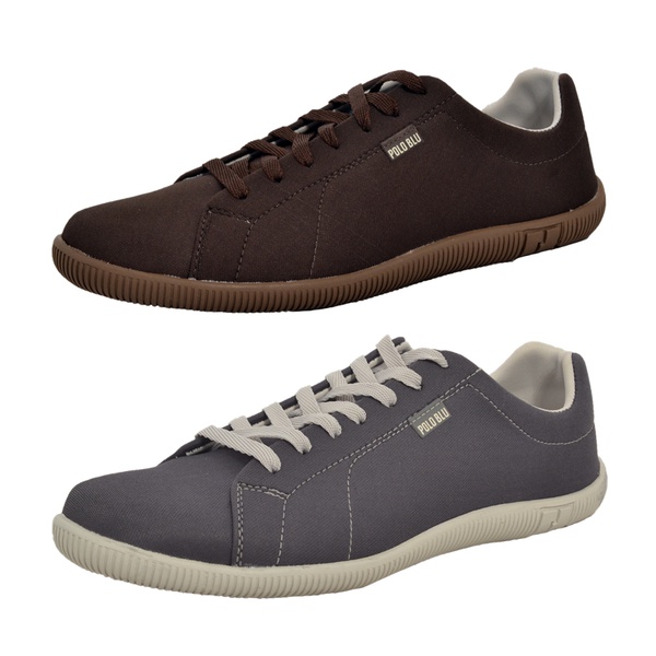 Kit 2 Pares Sapatênis Casual Top Franca Shoes Cafe/ Chumbo