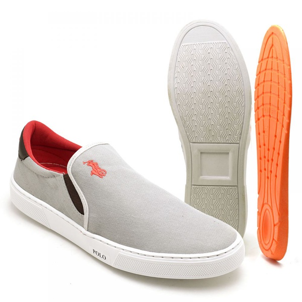 Sapatênis Masculino Slip On Polo Joy Cinza | Top Franca Shoes | Calçados  confortáveis em Couro