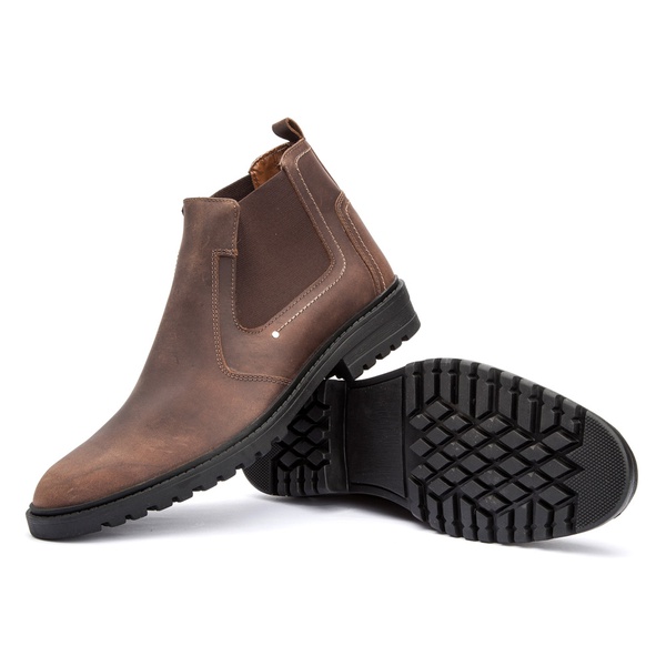 Bota Chelsea Sasual Masculina 705 Crazy Horse Cafe Top Franca Shoes Calcados Confortaveis Em Couro