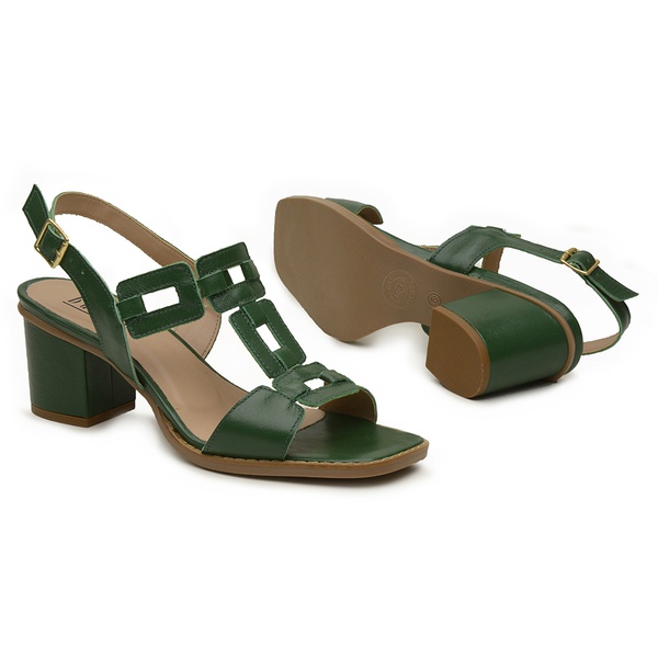 sandalia verde salto baixo