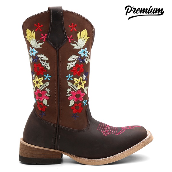 Bota Texana Feminina Rosas Coloridas | TURUNA BOOTS