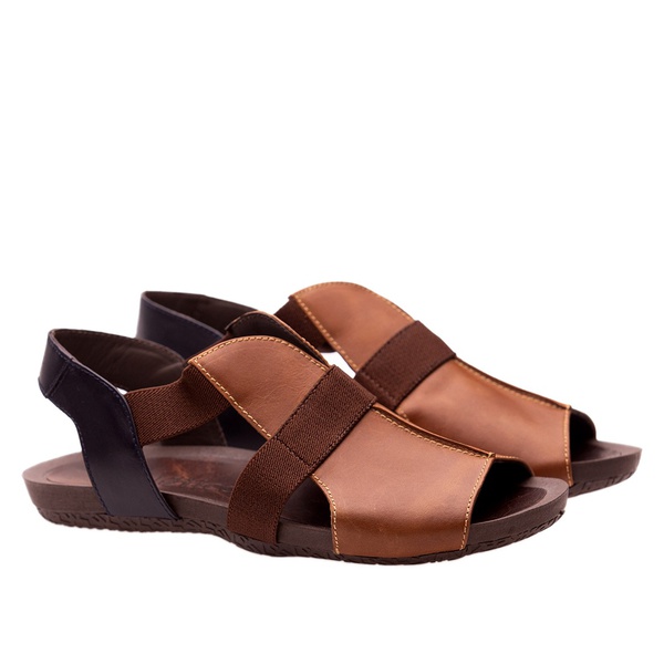 Sandália Comfort com Fecho Elástico de Couro Legítimo - Tulip no Shoptime