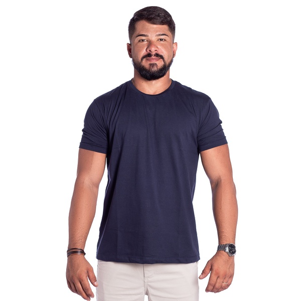 Camiseta Masculina Básica Confort Azul Marinho