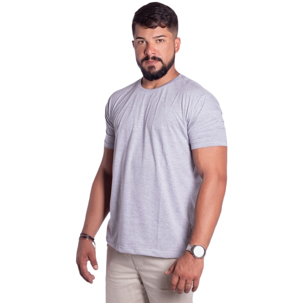 Camiseta Masculina Básica Confort Cinza