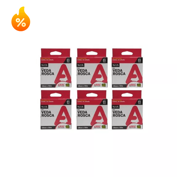 KIT FITA VEDA ROSCA ADERE 941S 18MMX50M C/ 6 UNIDADES