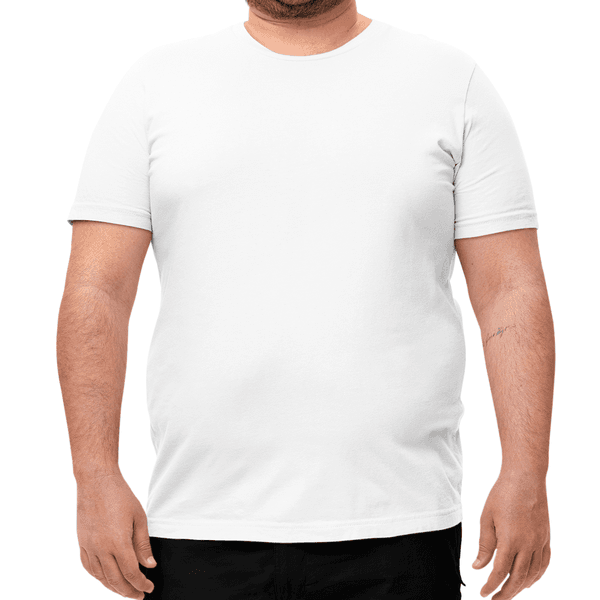 Camiseta Masculina Tamanho Especial 100% Algodão 30.1 Branca