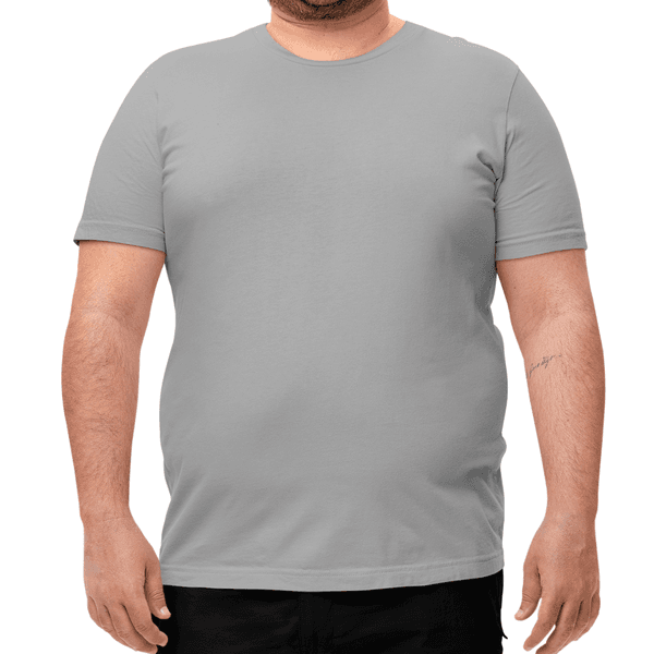 Camiseta Masculina Tamanho Especial 100% Algodão 30.1 Cinza