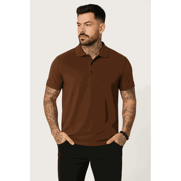 Camisa Gola Polo Piquet Marrom 
