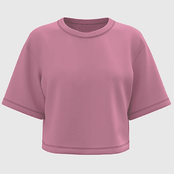 Cropped Feminino Oversized 100% Algodão 30.1 Rosa Bebê