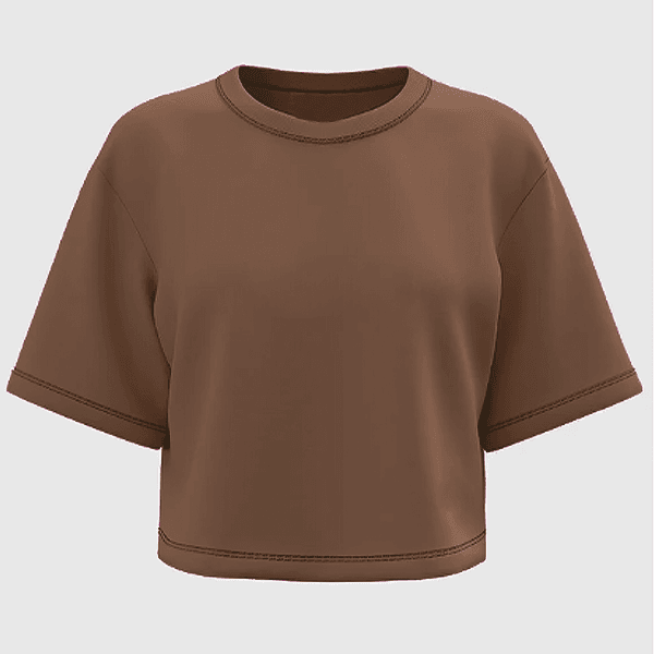 Cropped Feminino Oversized 100% Algodão 30.1 Marrom