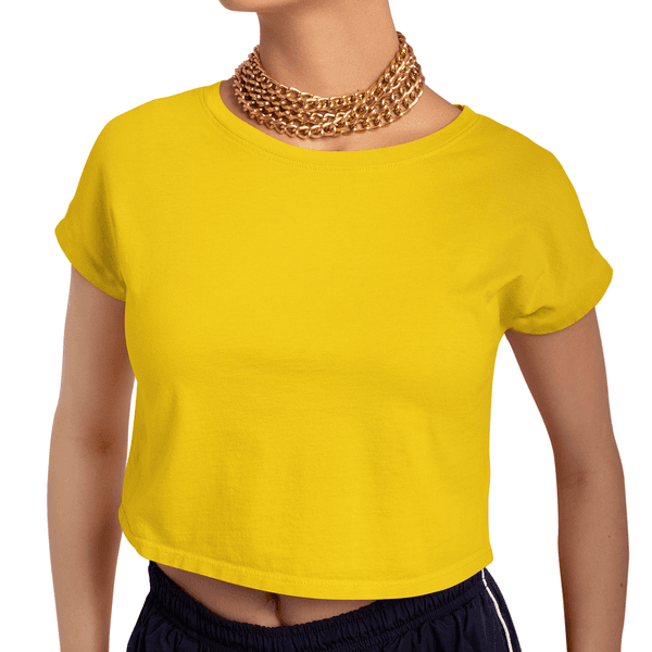 Cropped Feminino 100% Algodão 30.1 Amarelo Escuro