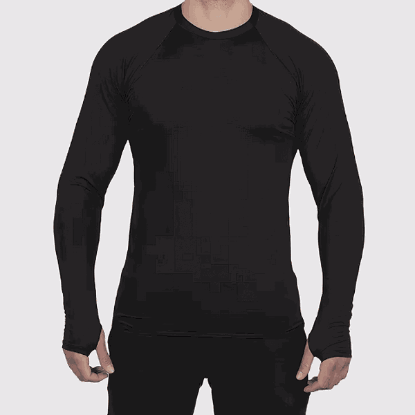 Camiseta Manga Longa Raglan UV50+ Com Abertura de Polegar Preto