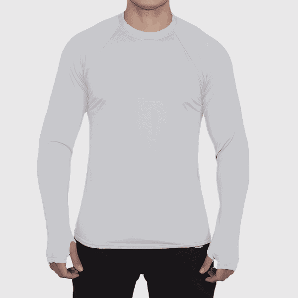 Camiseta Manga Longa Raglan UV50+ Com Abertura de Polegar Branco