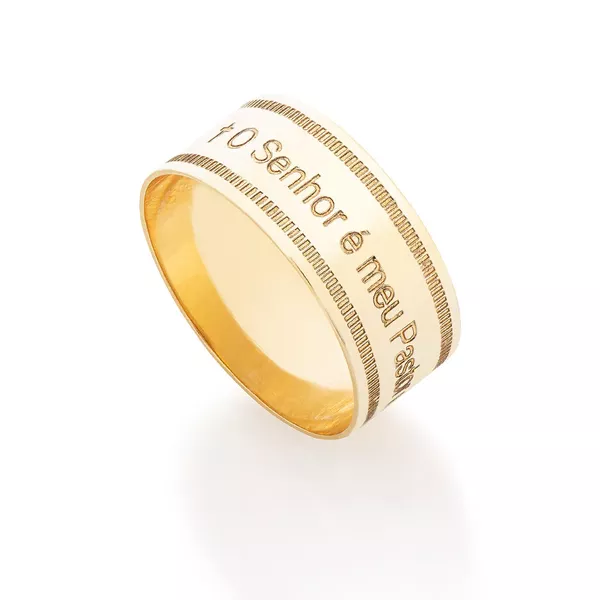 Anel em ouro 18k o senhor é meu pastor 5,5g