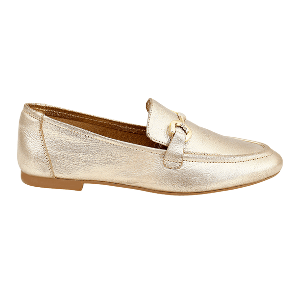 Loafer Laila Couro Dourado