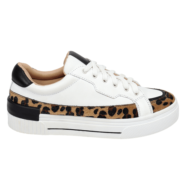 Tênis Casual Lanes Couro Branco/Onça