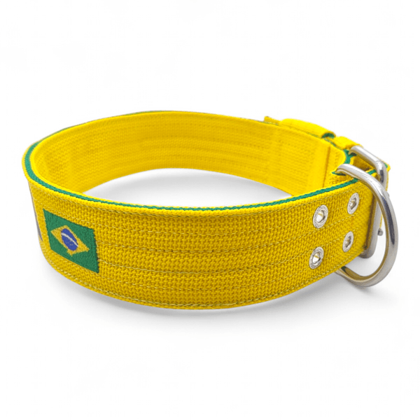 Coleira Para Cachorro Personalizada (Amarelo e Verde) Brasil