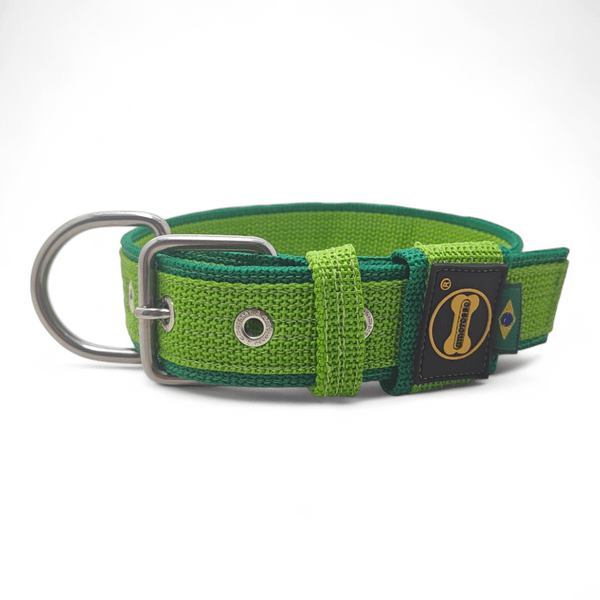 Coleira Fit Lite Personalizada Nome Cachorro Amorosso (Verde Claro e Verde)