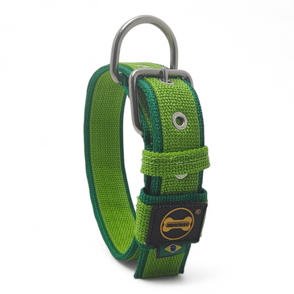 Coleira Fit Lite Personalizada Nome Cachorro Amorosso (Verde Claro e Verde)