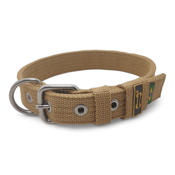 Coleira Fit Slim Personalizada Nome Cachorro Amorosso (Areia)