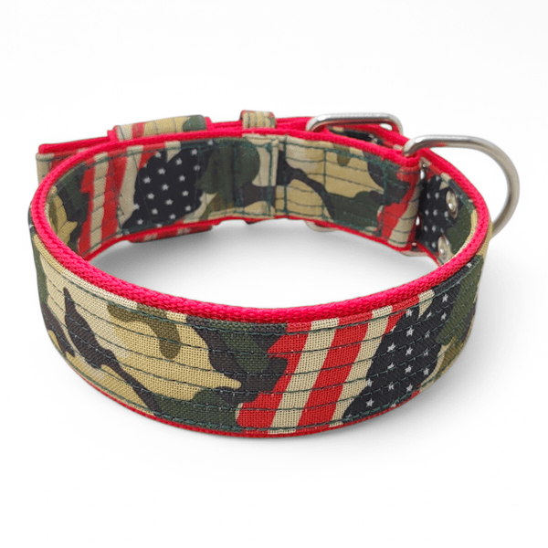 Coleira Amorosso® Camuflado USA Borda Vermelho