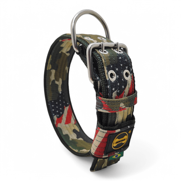 Coleira Amorosso® Camuflado USA Borda Verde Militar