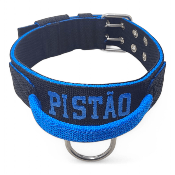Coleira Poderosso Personalizada (Preto e Azul) 